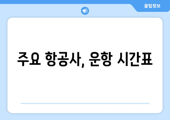 주요 항공사, 운항 시간표