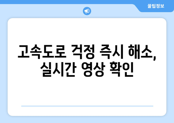 고속도로 걱정 즉시 해소, 실시간 영상 확인