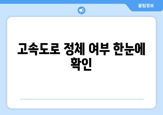 고속도로 정체 여부 한눈에 확인