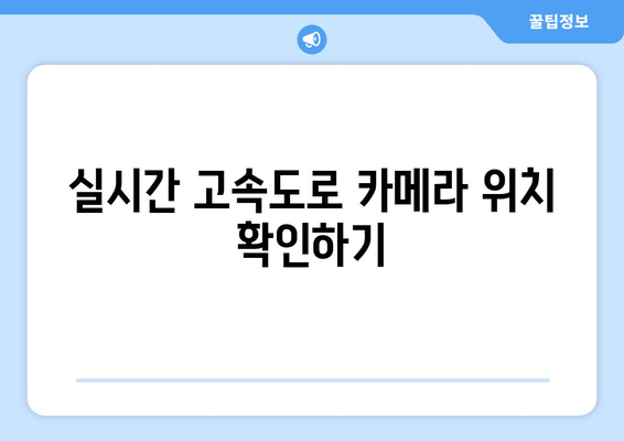 실시간 고속도로 카메라 위치 확인하기