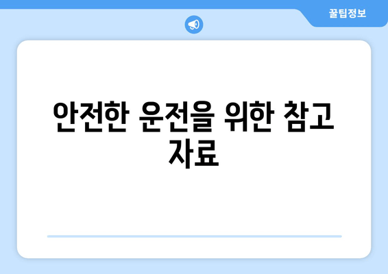 안전한 운전을 위한 참고 자료