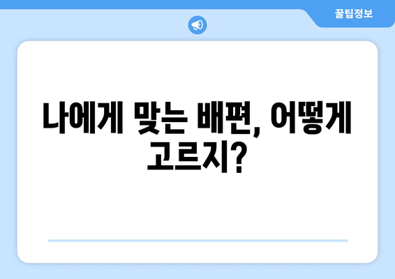 나에게 맞는 배편, 어떻게 고르지?