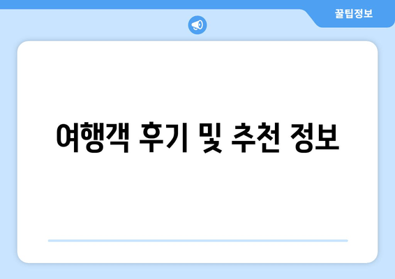 여행객 후기 및 추천 정보