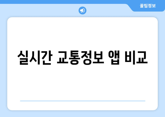 실시간 교통정보 앱 비교