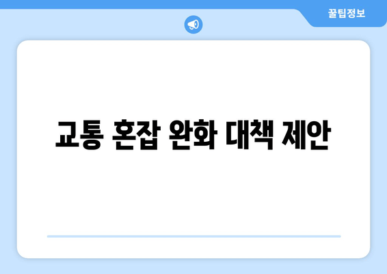 교통 혼잡 완화 대책 제안