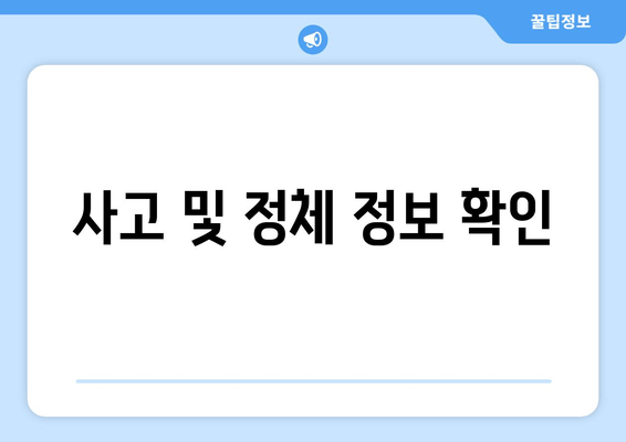 사고 및 정체 정보 확인