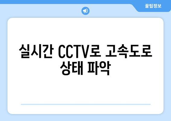 실시간 CCTV로 고속도로 상태 파악