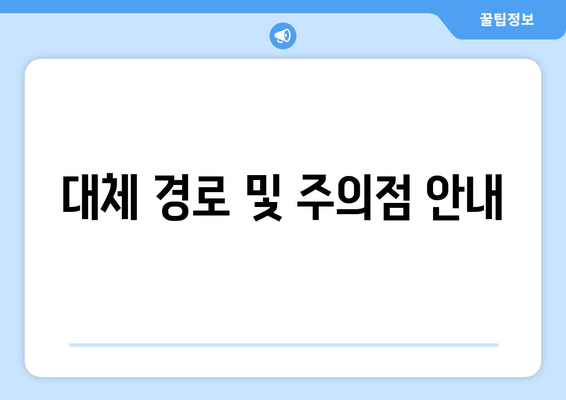 대체 경로 및 주의점 안내