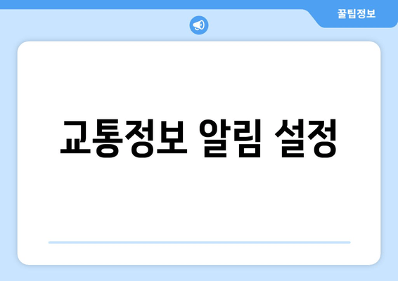 교통정보 알림 설정