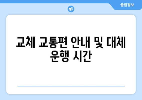 교체 교통편 안내 및 대체 운행 시간