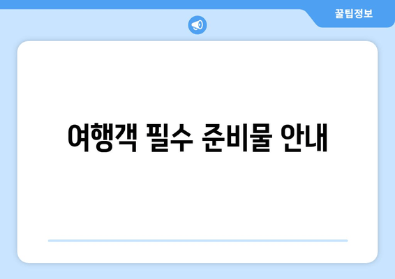 여행객 필수 준비물 안내