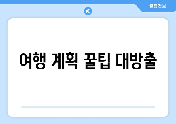 여행 계획 꿀팁 대방출