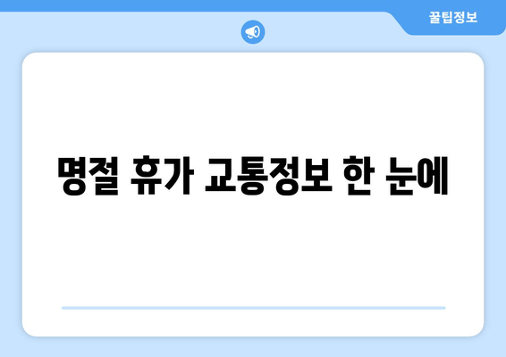 명절 휴가 교통정보 한 눈에