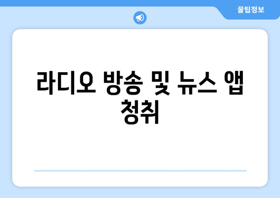 라디오 방송 및 뉴스 앱 청취