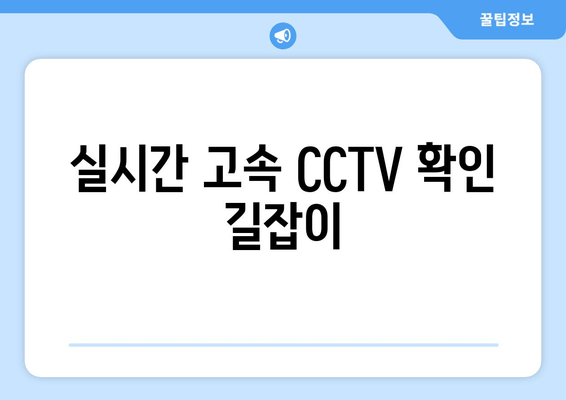 실시간 고속 CCTV 확인 길잡이