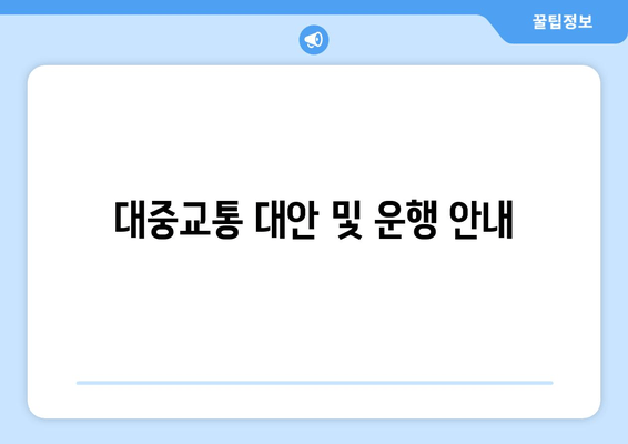 대중교통 대안 및 운행 안내