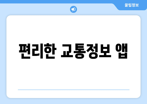 편리한 교통정보 앱