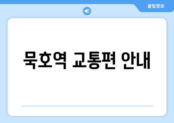 묵호역 교통편 안내