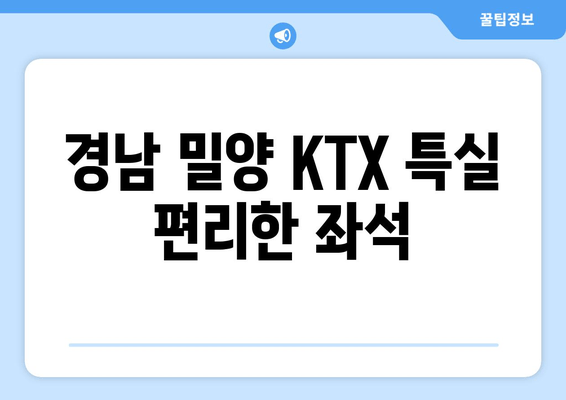 경남 밀양 KTX 특실 편리한 좌석