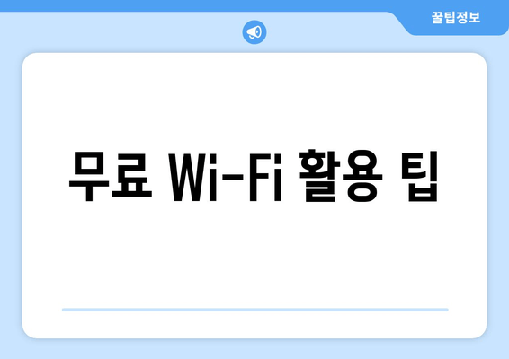 무료 Wi-Fi 활용 팁