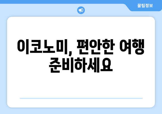 이코노미, 편안한 여행 준비하세요