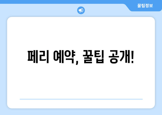 페리 예약, 꿀팁 공개!