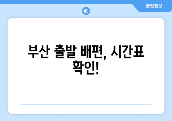 부산 출발 배편, 시간표 확인!