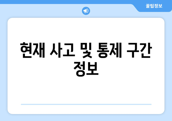 현재 사고 및 통제 구간 정보