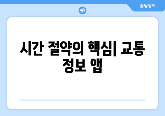 시간 절약의 핵심| 교통 정보 앱