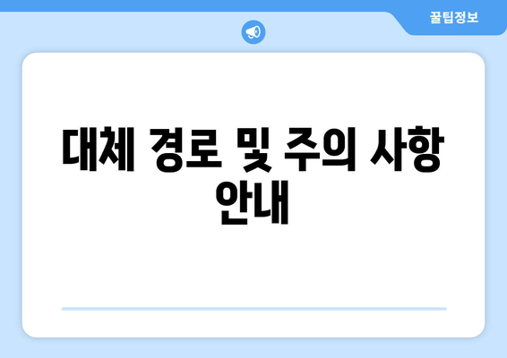 대체 경로 및 주의 사항 안내