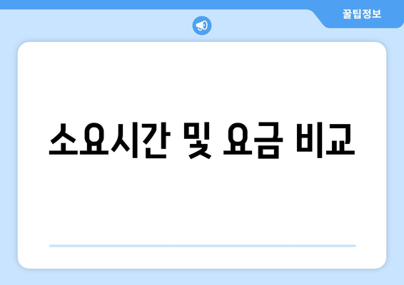 소요시간 및 요금 비교