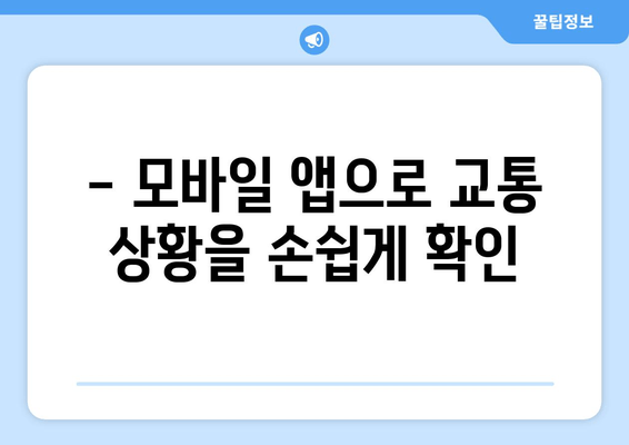 - 모바일 앱으로 교통 상황을 손쉽게 확인