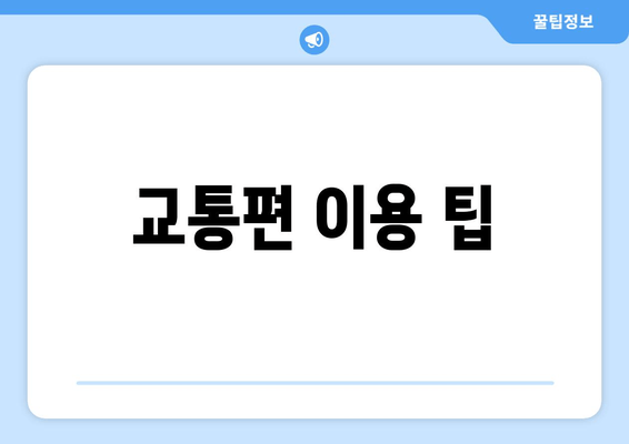 교통편 이용 팁