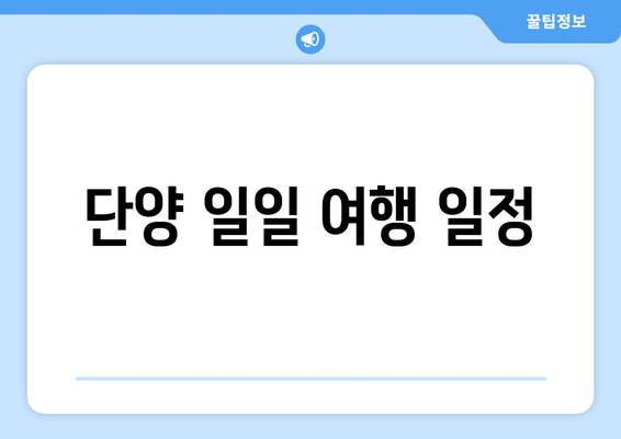 단양 일일 여행 일정