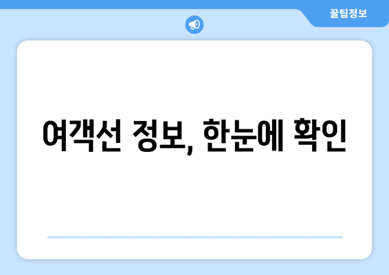 여객선 정보, 한눈에 확인