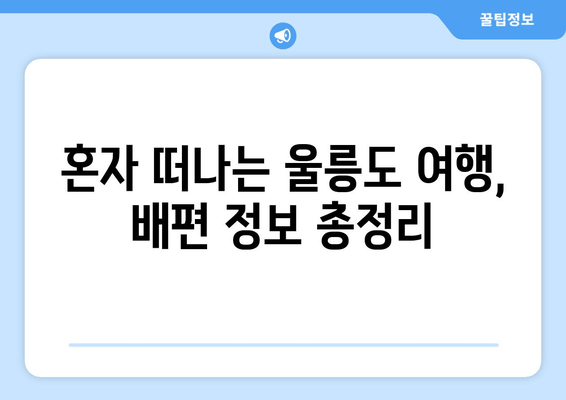 혼자 떠나는 울릉도 여행, 배편 정보 총정리