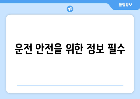 운전 안전을 위한 정보 필수