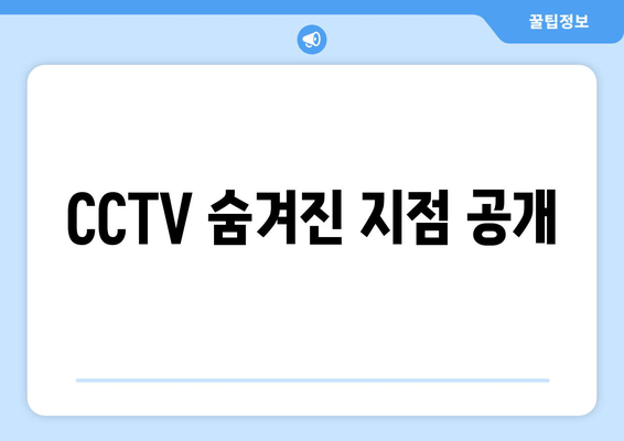 CCTV 숨겨진 지점 공개