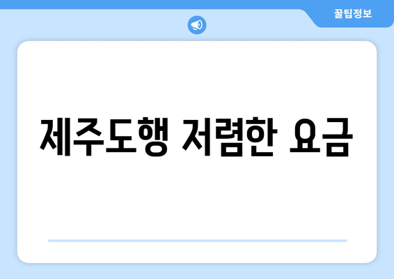 제주도행 저렴한 요금