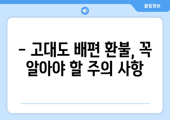 고대도 배편 환불 규정 완벽 가이드 | 환불 조건, 절차, 주의 사항