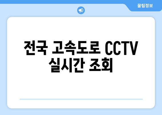 전국 고속도로 CCTV 실시간 조회