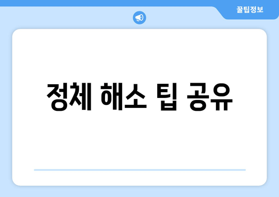 정체 해소 팁 공유