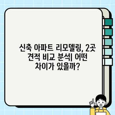 신축 아파트 리모델링 2곳 시공비 비교 분석| 예산 & 현실적인 고려 사항 | 리모델링 예산, 시공비 비교, 신축 아파트 인테리어