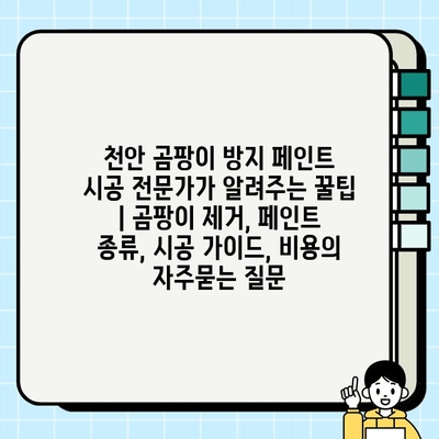 천안 곰팡이 방지 페인트 시공 전문가가 알려주는 꿀팁 | 곰팡이 제거, 페인트 종류, 시공 가이드, 비용