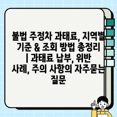 불법 주정차 과태료, 지역별 기준 & 조회 방법 총정리 | 과태료 납부, 위반 사례, 주의 사항