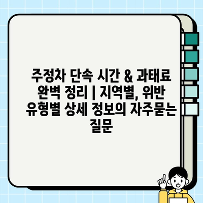 주정차 단속 시간 & 과태료 완벽 정리 | 지역별, 위반 유형별 상세 정보