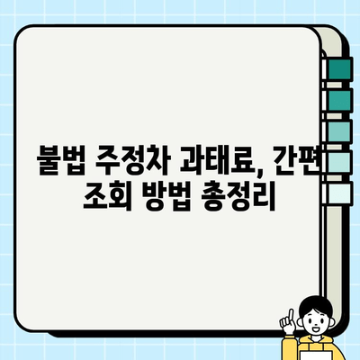 불법 주정차 과태료, 바로 확인하세요! | 간편 조회 방법 & 궁금증 해결