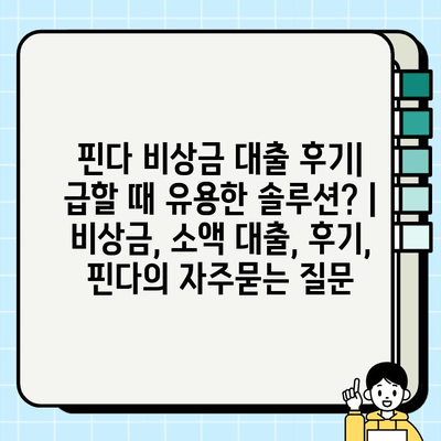 핀다 비상금 대출 후기| 급할 때 유용한 솔루션? | 비상금, 소액 대출, 후기, 핀다