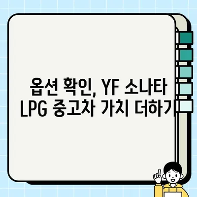 YF 소나타 LPG 중고차, 제원&옵션 분석으로 만족스러운 거래 성사시키기 | 중고차 구매 가이드, YF 소나타 LPG, 제원 비교, 옵션 확인