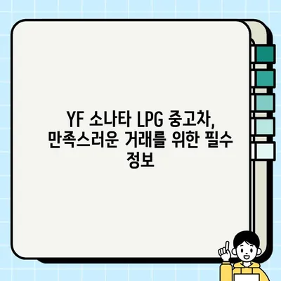 YF 소나타 LPG 중고차, 제원&옵션 분석으로 만족스러운 거래 성사시키기 | 중고차 구매 가이드, YF 소나타 LPG, 제원 비교, 옵션 확인